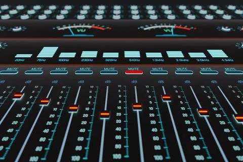  Sound mixing studio user interface, sound settings with slider. Sound mix... Stock Photos