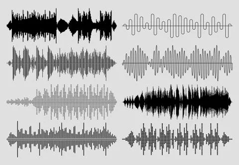 Sound music waves vector set. Musical pulse or audio charts イラスト素材