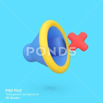 Sound mute isolated 3d render icon illustration PSD Template