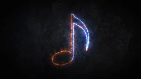 Sound note icon. The note is on fire 24 Stock Photos