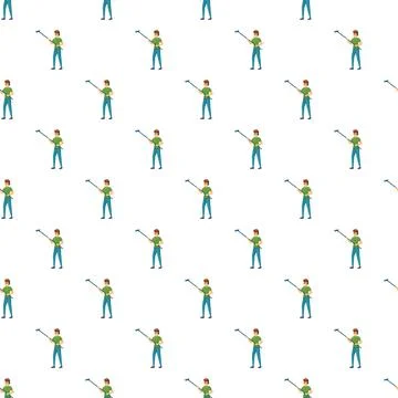 Sound operator holding boom mic seamless pattern Illustrazione stock
