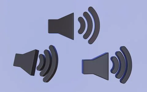Sound on or volume icon user interface web design symbol 3d illustration Stock Illustration