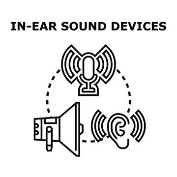 Sound perception transmitting audio communication from devices Stock Illustration