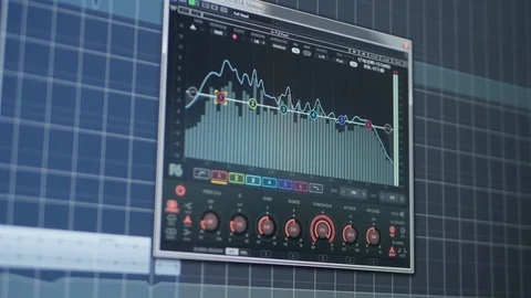 Sound plugin close-up in professional audio studio production software 動画素材 88332480