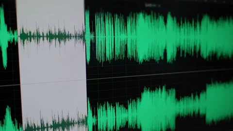 Sound post production process audio wave volume change Stock Footage 156633274