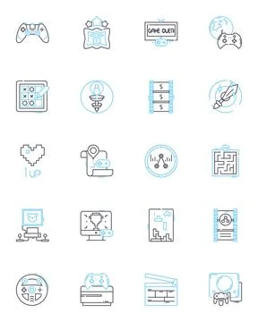 Sound Posting linear icons set. Acoustic, Audio, Beat, Boom, Clang, Echo Stock Illustration