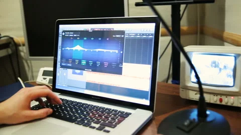 Sound processing on a computer Stock Footage 93510442