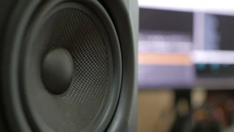 Sound processing in the recording studio. The work of a sound engineer, close-up Stock-Footage 98297019