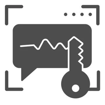 Sound recognition and key solid icon. Voice identification code vector Illustrazione stock