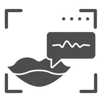 Sound recognition and lips solid icon. Voice identification vector illustration イラスト素材