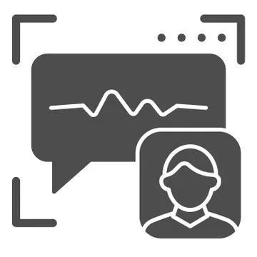 Sound recognition solid icon. Voice authentication vector illustration isolated Illustrazione stock