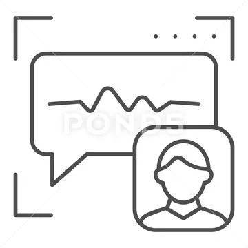 Sound recognition thin line icon. Voice authentication vector illustration Stock Illustration