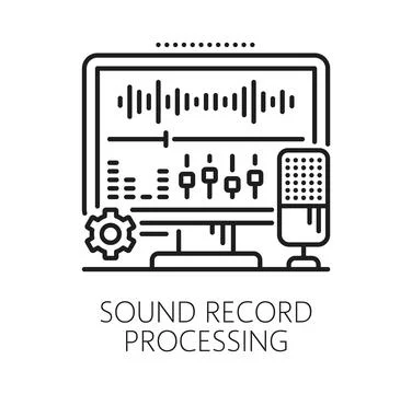 Sound record processing line icon or pictogram Stock Illustration