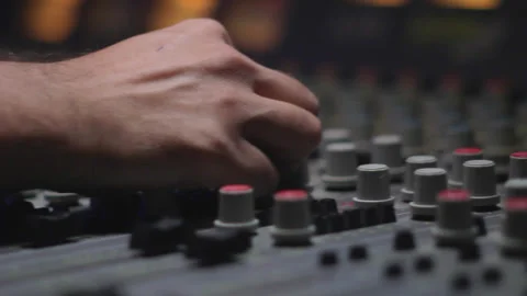 Sound recording studio hands working on mixer Stock Footage 265253686