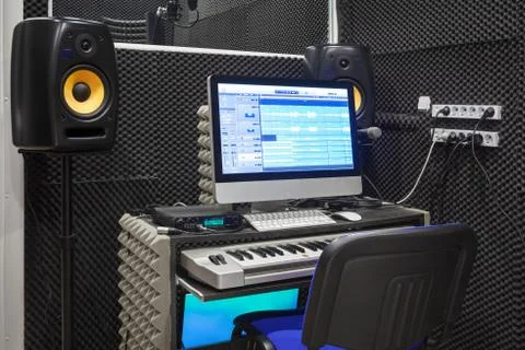 Sound recording studio interior. Stock Photos