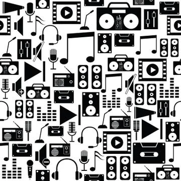 Sound seamless pattern background icon. Stock Illustration