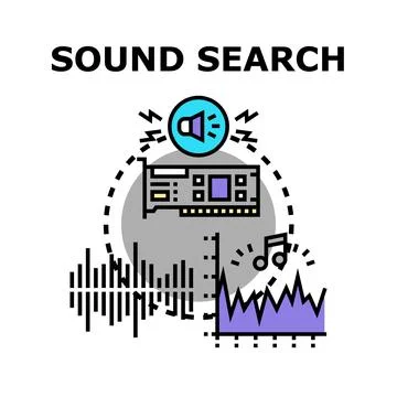 Sound search technology identifying audio wave frequency Stock Illustration