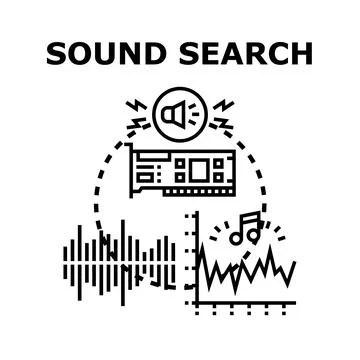 Sound search technology identifying audio wave frequency Stock Illustration