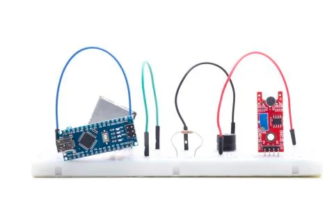 Sound sensor in breadboard Stock Photos