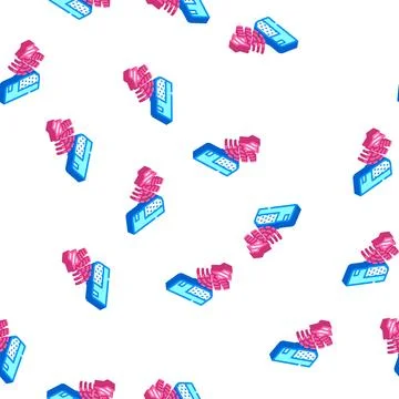 Sound sensor isometric icon seamless pattern color Stock Illustration