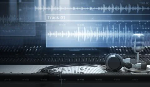 Sound Studio and Tracks Stock Illustration