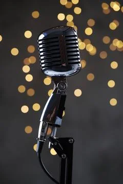 Sound studio. Microphone in close-up Stock Photos