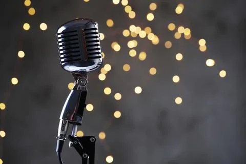 Sound studio. Microphone in close-up Stock Photos