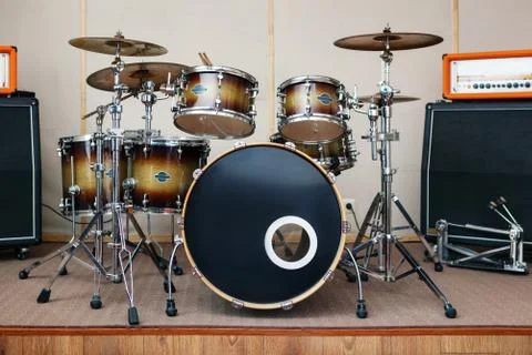Sound studio room with drum kit. Foto stock