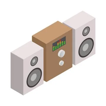 Sound system icon, isometric 3d style Stock Illustration