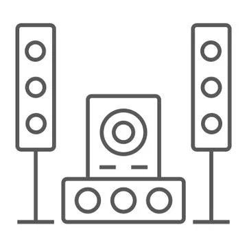 Sound system thin line icon, audio and stereo Illustrazione stock