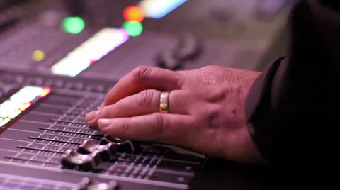 Sound tech mixing live event on digital console 库存影片 27780296