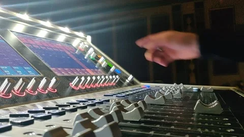 Sound Technician Operating Digico Audio Console Stock Footage 168906114