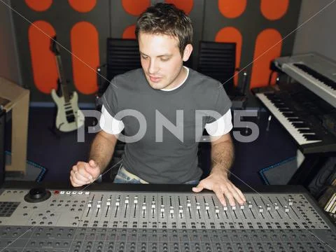 Sound Technician In Recording Studio Stock Photos