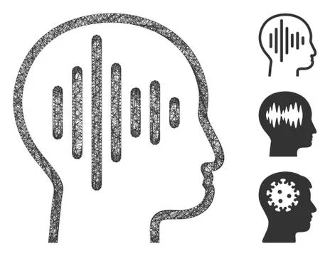 Sound Thinking Polygonal Web Vector Mesh Illustration 스톡 일러스트