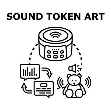 Sound token art concept representing digital audio creation Stock Illustration