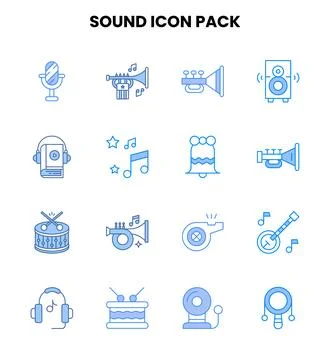 Sound Two Colour Bundle Icons Pack Stock Illustration