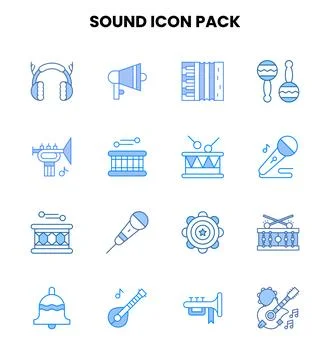 Sound Two Colour Vector Icons Pack Stock Illustration