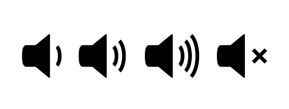 Sound vector icon speaker volume. Audio volume symbol, noise loud button level Stock Illustration