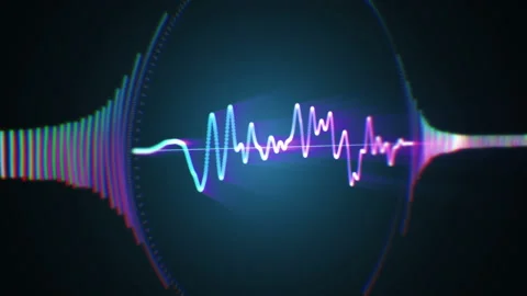 Sound visualization. Wavy lines. Round interface. Abstract motion background. Stock Footage 112368310