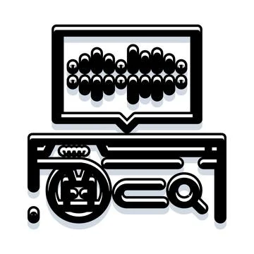 Sound wave analysis on computer screen icon Illustrazione stock