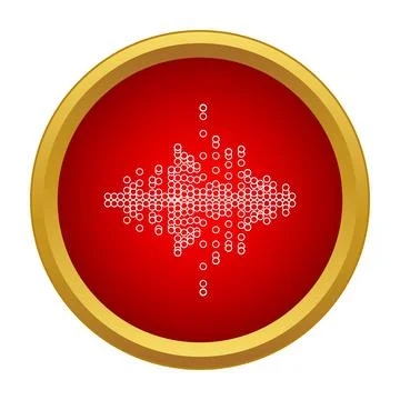 Sound wave audio equalizer signal in red button Stock Illustration