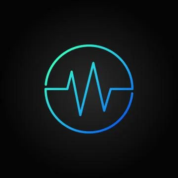 Sound wave blue round vector icon in thin line style Stock Illustration