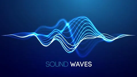 Sound wave blue technology background. Music wave futuristic big data background Stock Illustration