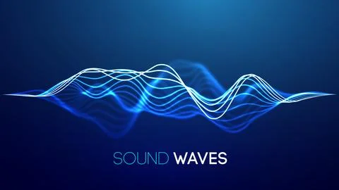 Sound wave blue technology background. Music wave futuristic big data background Illustrazione stock