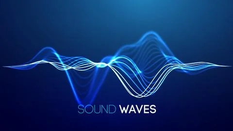 Sound wave blue technology background. Music wave futuristic big data background Stock Illustration