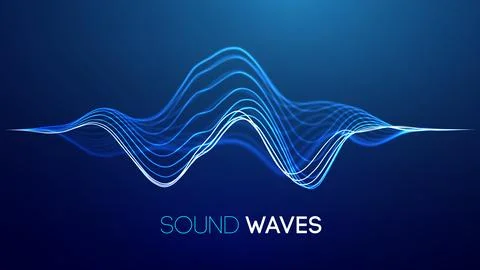 Sound wave blue technology background. Music wave futuristic big data background Stock Illustration