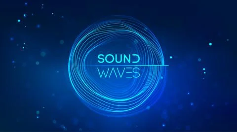 Sound wave circle visualization on blue background. 스톡 일러스트