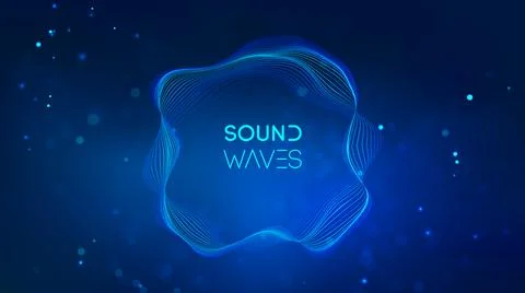 Sound wave circle visualization on blue background. Stock Illustration