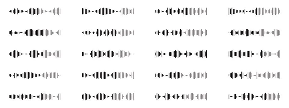 Sound wave design elements. Waveform pattern for music player, podcasts, mo.. Illustrazione stock