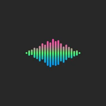 Sound wave dj logo gradient equalizer lines, voice rhythm audio icon Stock Illustration